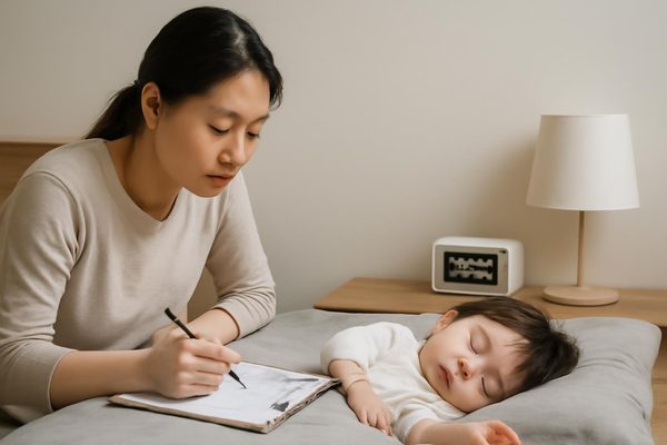 아이 수면 환경 관찰 기록 알아둘 점: 먼저 무엇을 기록할지 정해두세요 관련 AI 생성 예시 이미지