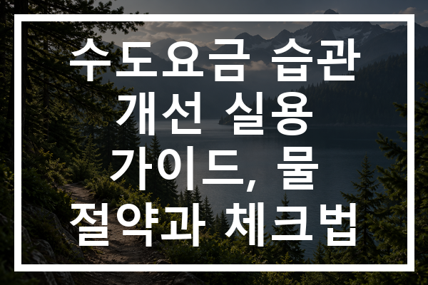 수도요금 습관 개선 실용 가이드, 물 절약과 체크법