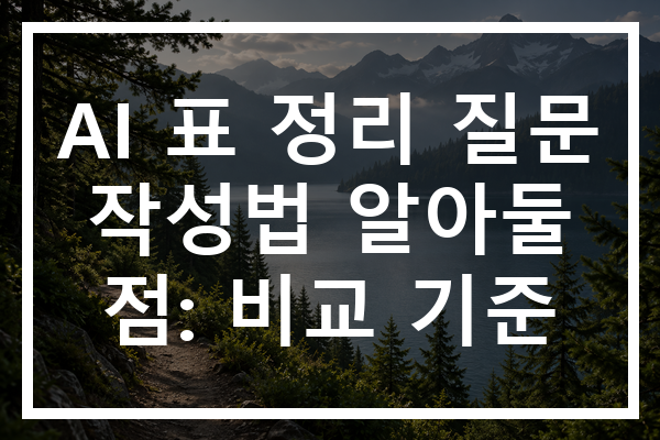 AI 표 정리 질문 작성법 알아둘 점: 비교 기준