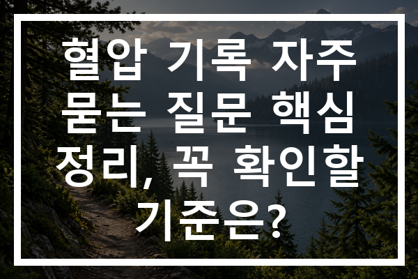 혈압 기록 자주 묻는 질문 핵심 정리, 꼭 확인할 기준은?