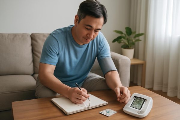 혈압 기록에서 자주 빠뜨리는 항목은 무엇인가요? 관련 AI 생성 예시 이미지