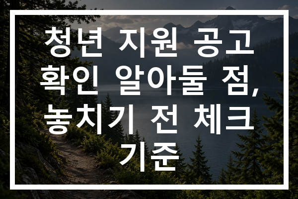 청년 지원 공고 확인 알아둘 점, 놓치기 전 체크 기준