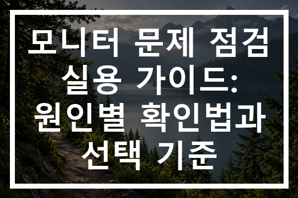 모니터 문제 점검 실용 가이드: 원인별 확인법과 선택 기준