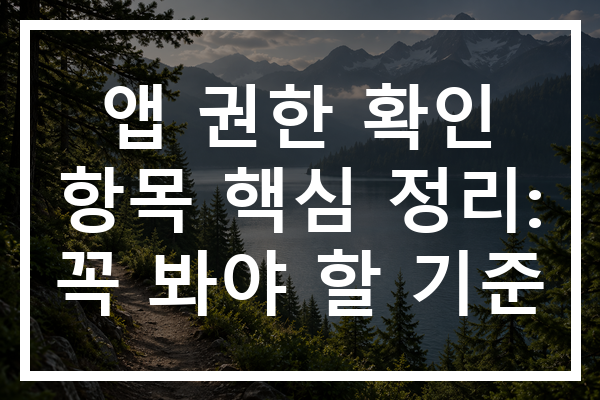 앱 권한 확인 항목 핵심 정리: 꼭 봐야 할 기준