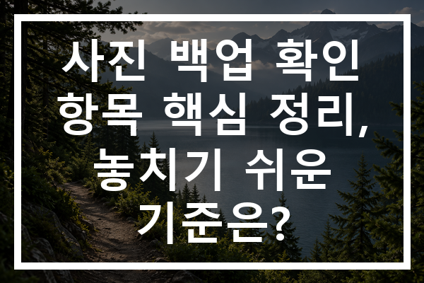 사진 백업 확인 항목 핵심 정리, 놓치기 쉬운 기준은?