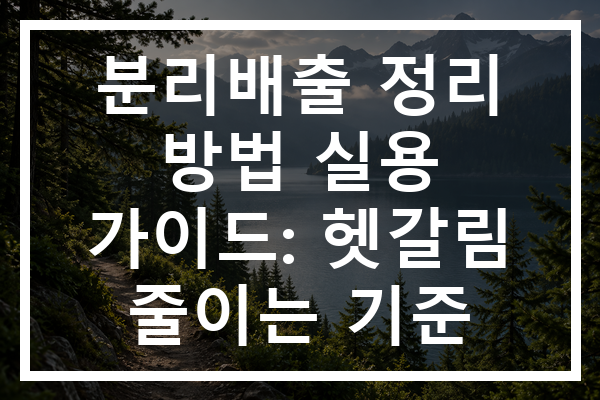 분리배출 정리 방법 실용 가이드: 헷갈림 줄이는 기준