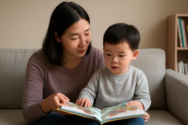 아이 책 읽기 연령별 고려사항 핵심 정리 관련 AI 생성 예시 이미지