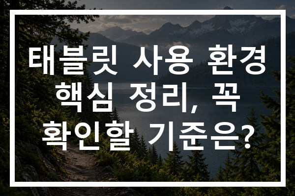 태블릿 사용 환경 핵심 정리, 꼭 확인할 기준은?