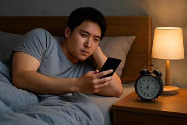 취침 전 스마트폰 습관 점검 알아둘 점은 무엇을 보는 것인가 관련 AI 생성 예시 이미지