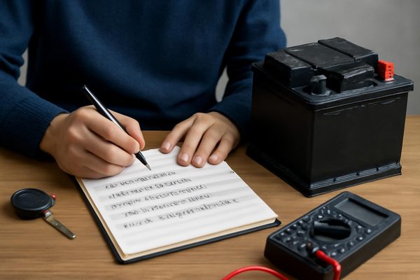 자동차 배터리 관리 기록은 무엇을 남기는 일인가요 관련 AI 생성 예시 이미지