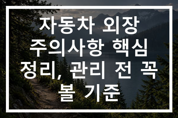 자동차 외장 주의사항 핵심 정리, 관리 전 꼭 볼 기준