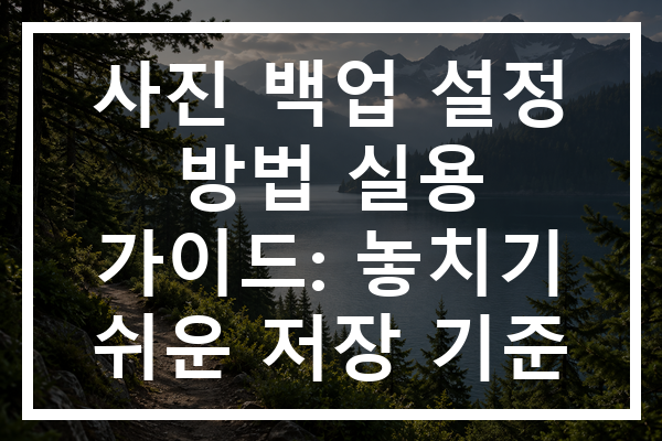 사진 백업 설정 방법 실용 가이드: 놓치기 쉬운 저장 기준