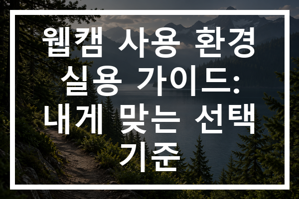 웹캠 사용 환경 실용 가이드: 내게 맞는 선택 기준