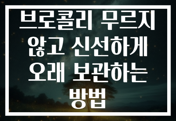 브로콜리 무르지 않고 신선하게 오래 보관하는 방법