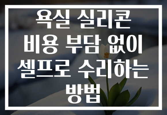 욕실 실리콘 비용 부담 없이 셀프로 수리하는 방법