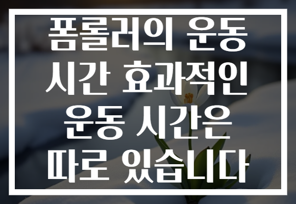 폼롤러의 운동 시간 효과적인 운동 시간은 따로 있습니다